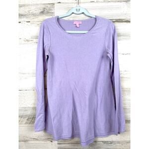 Lilly Pulitzer Womens M Purple Cotton Knit Sweater Lightweight Casual Chic